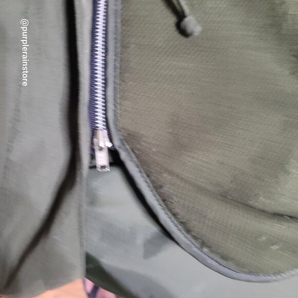 Vtg Gallery Hooded Duster Parka Jacket L Removable Hood Olive Classic 90's - Picture 5 of 16